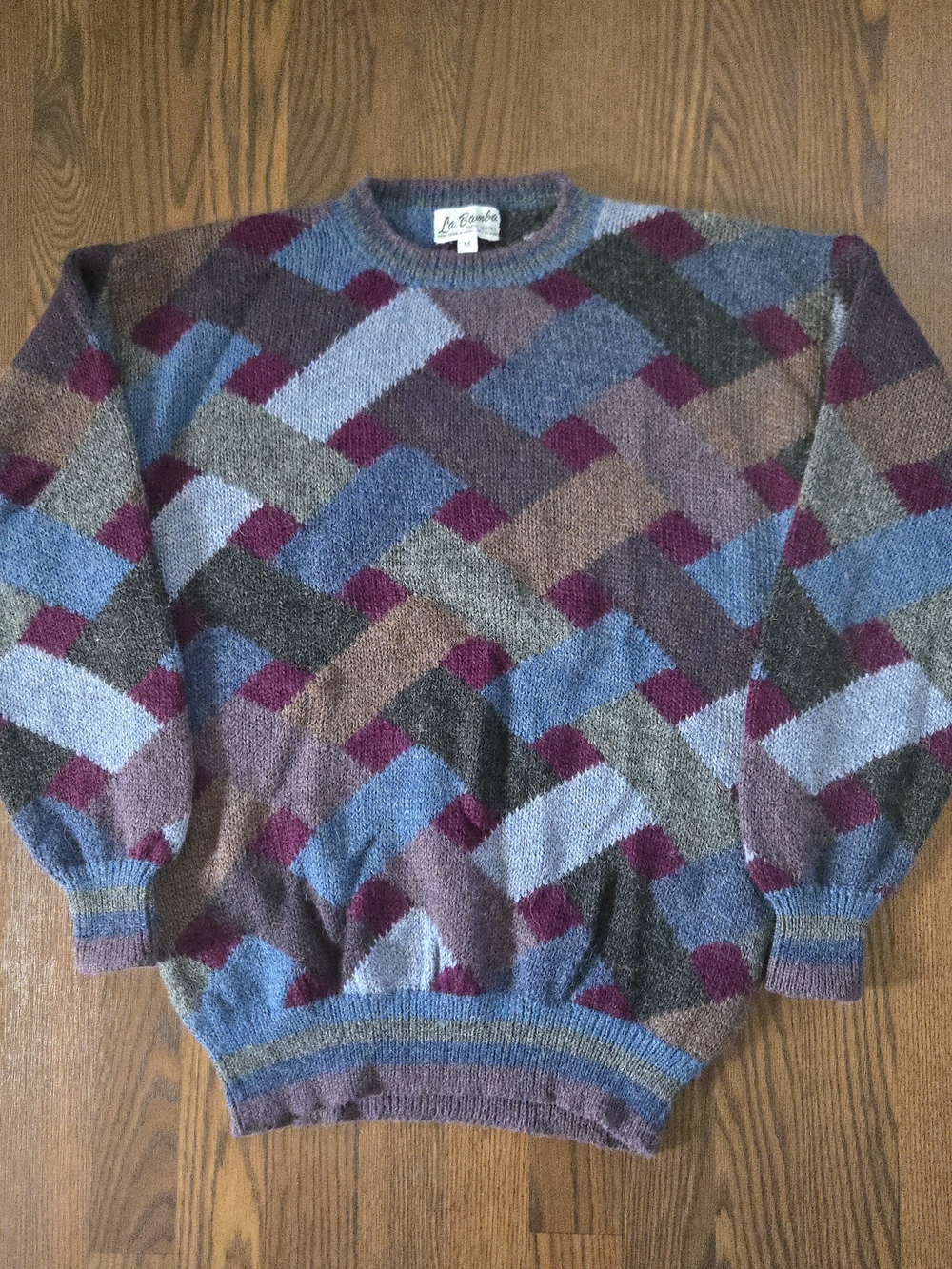 Vintage La Bamba Knit Sweater 100% alpaca hand made pullover - Mens Medium